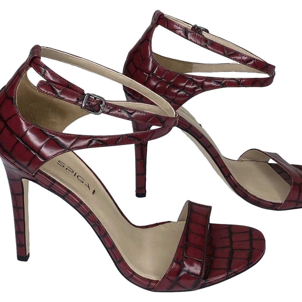 NEW VIA SPIGA Women’s Tiara Strappy Stiletto Sandals – Red Brick – Size 9.5 –